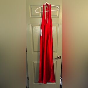 Gloriana Halter Maxi Red
 Satin Dress